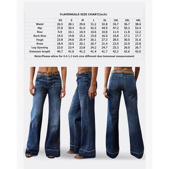 NEW Flamingals Womens High-Waist Wide-Leg Denim Jeans Size Small Casual Fit - Picture 14 of 14